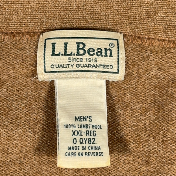 Vintage LL Bean Sweater Adult 2XL Brown Cardigan Lambswool Knit Pockets Y2K - Picture 4 of 11